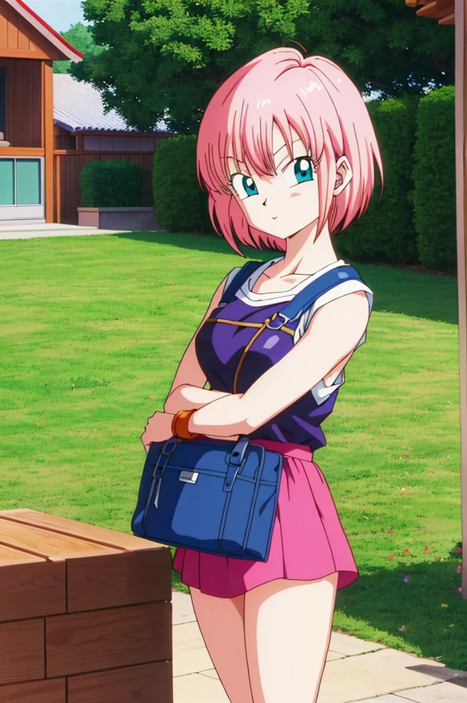 ((Highest quality)), ((masterpiece)), (detailed), ((Akira Toriyama))、One girl, Pink short hair、Blue-green eyes