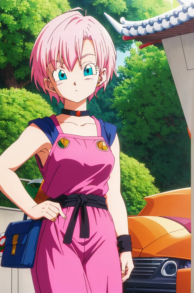 ((Highest quality)), ((masterpiece)), (detailed), ((Akira Toriyama))、One girl, Pink short hair、Blue-green eyes
