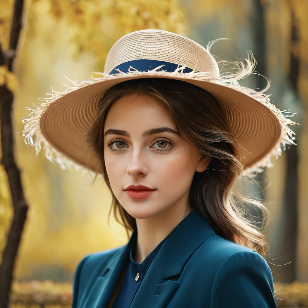 femme arafée dans un chapeau debout dans une pièce avec beaucoup de photos, portrait doux 8 k, Sergueï Zabeline, photographie couleur portrait 4k, par Fiodor Rokotov, Photographie de portrait artistique 8k, Alexeï Egorov, par Irakli Nadar, Superbe portrait, fille française, portrait VFX très détaillé, beau portrait