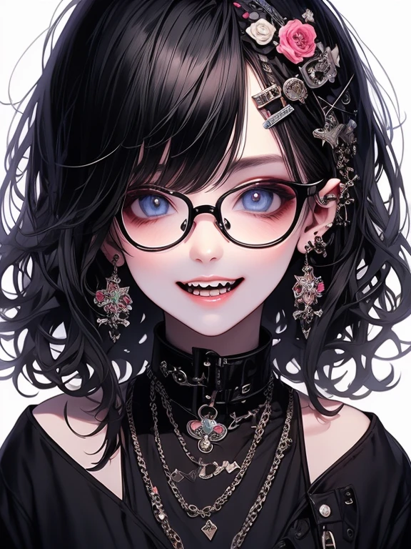 Highest quality,Highest Resolution,sexy,Short Bob,Very beautiful eyes,smile,Big Breasts,whole body,Glasses,Black Hair
