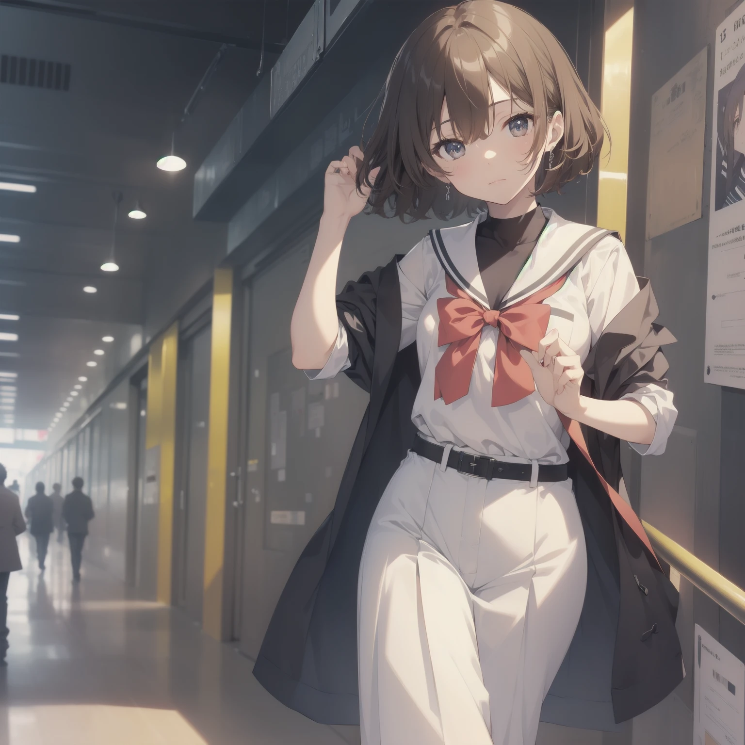 ultra-absurdres-Top quality by artist God, ultra-detailed, high resolution, anime moe artstyle, best anime 8k konachan wallpaper, pixiv contest winner, pool:2810, perfect anatomy,break, 1girl, (Please draw a girl walking sleepily to school alone. )break,(Solo,little female, 13-year-old:1.3),Full limbs, complete fingers,a junior high school student, (very short hair), short cut, flat chest, , small butt, small black eyes, beautiful detailed eyes, well-proportioned iris and pupils, expressive eyes, highres detailed hair, soft expression, salor school_uniform, sailor collar, serahuku, bow, pleated skirt,(Detailed Lighting), (Detailed background), in the School commute route. break,super detailed skin, Best cinematic lighting powered by famous artist, 8k,beauty illustration,photoshop_(medium),very aesthetic,break,((artist:mizuki_makoto )), artist:clamp ,artist:carnelian ,artist:kantoku ,
