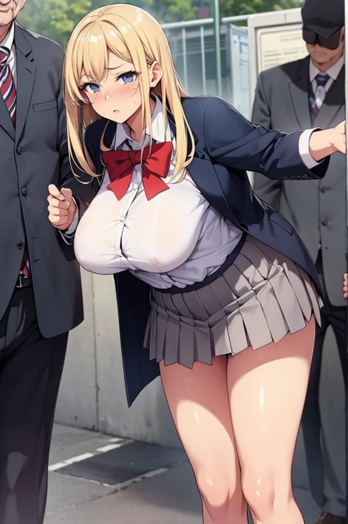 A mature busty high school girl has her skirt secretly photographed by a creepy old man、Perfect body、cry