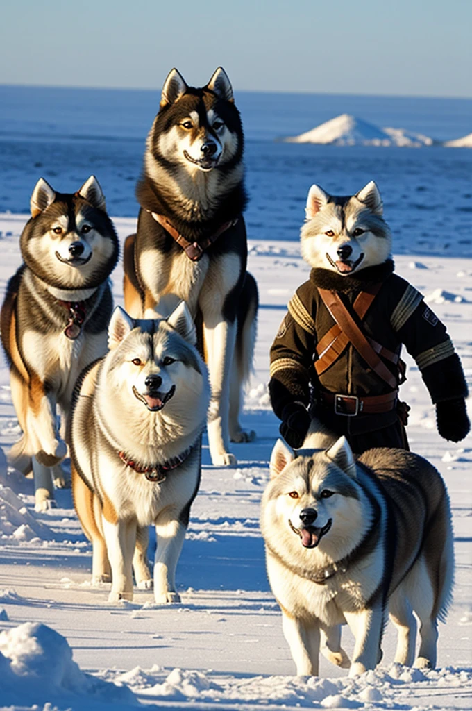 Siberian dogs are soldiers.