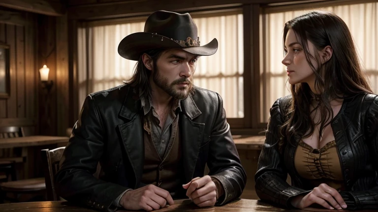 Old West Video -- That night, after a violent confrontation in the Saloon that killed several heroes, Sheriff McCall, 30, handsome, elegant, was called urgently. When he arrived, he met Belle, 25 years old, Pretty, Gunslinger, Bandit, with a revolver in hand, challenging everyone present-- Realistic