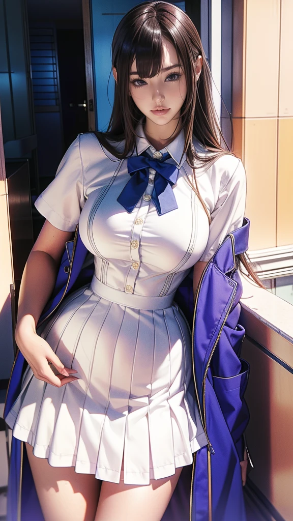 Anime girl posing for a photo., beautiful anime high school girl, a hyperrealist , hyperrealist , cute anime waifu with a nice dress, anime girl in real life, realist , seductive anime girl, as an cartoon character, attractive anime girl, uniform jk, beautiful anime girl, realist anime 3 d style, cartoon character
