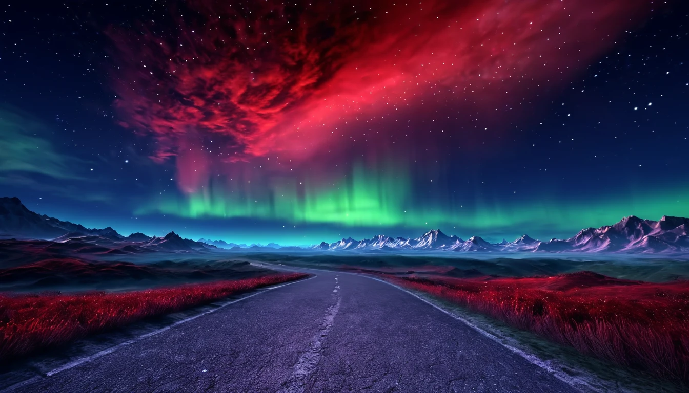 night sky, star, beauty, Bright moonlight, 3D Backgrounds, red clouds, the way to the sky, On foot, Brilliant Skies, brilliant aurora