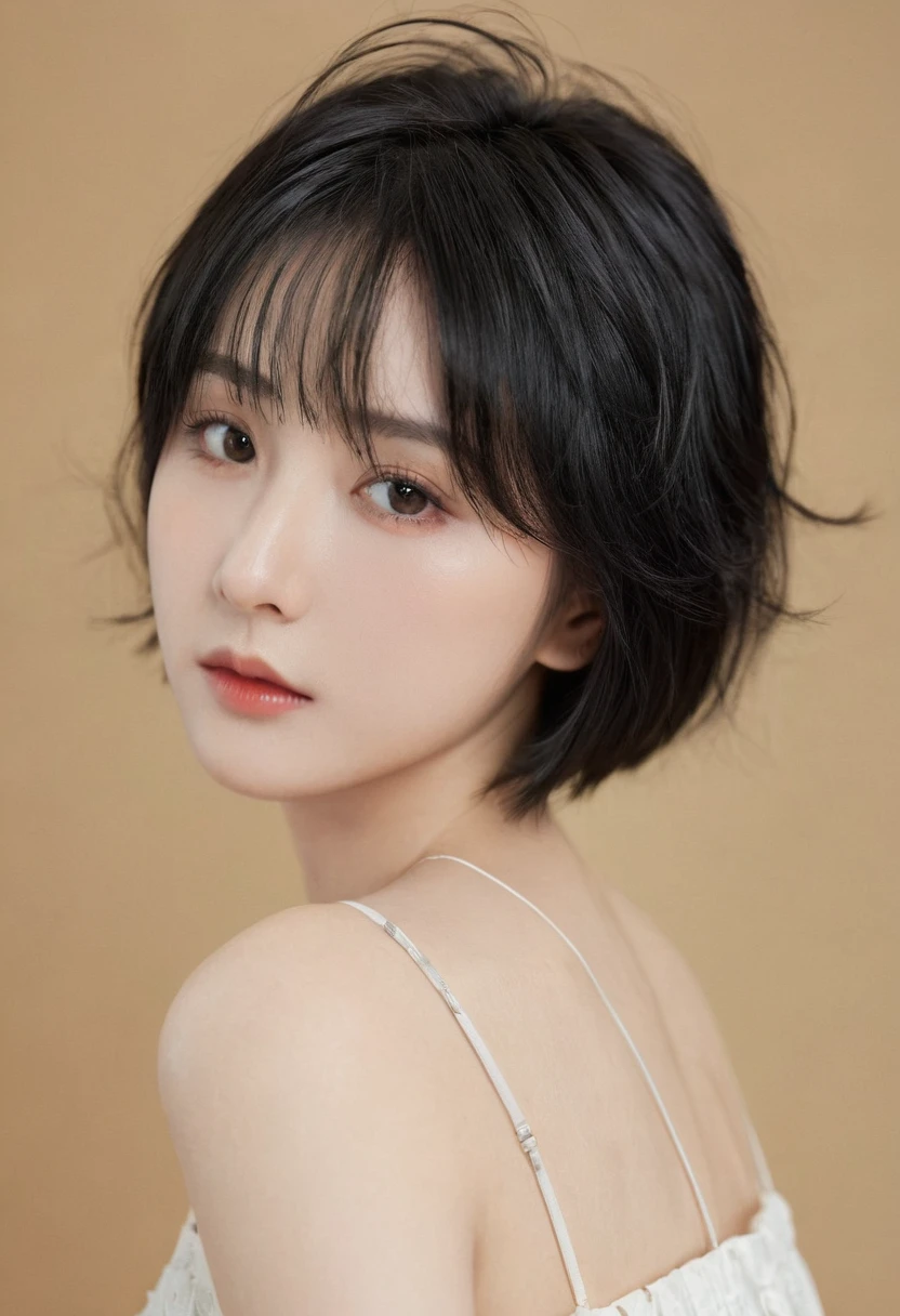 high resolution, masterpiece, Sarashina Ryuka, short hair, Black Hair, (Solitary), 1 Girl, Lovely, Internal, Delicate eyes, (black eyes)