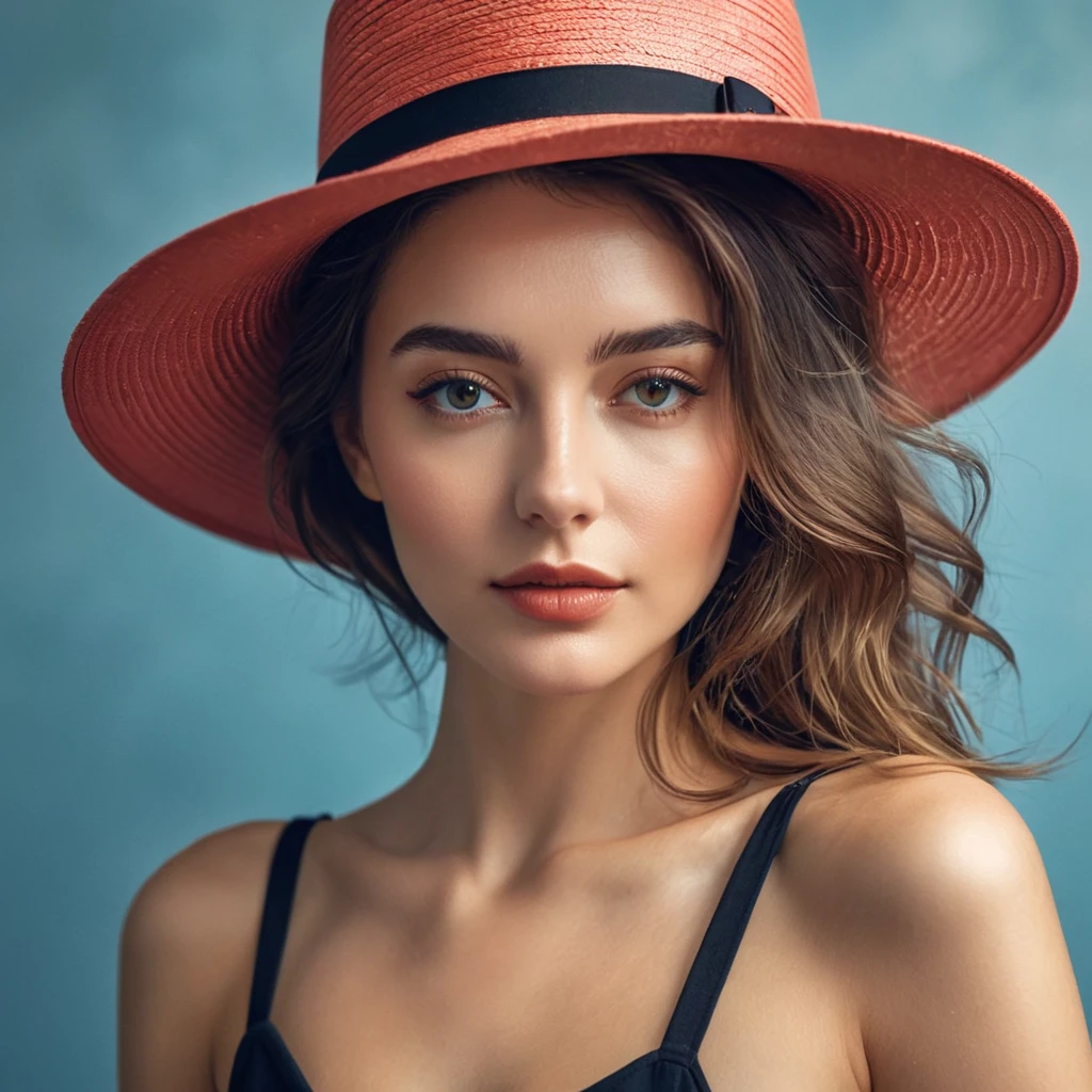 femme arafée dans un chapeau debout dans une pièce avec beaucoup de photos, portrait doux 8 k, Sergueï Zabeline, photographie couleur portrait 4k, par Fiodor Rokotov, Photographie de portrait artistique 8k, Alexeï Egorov, par Irakli Nadar, Superbe portrait, fille française, portrait VFX très détaillé, beau portrait
