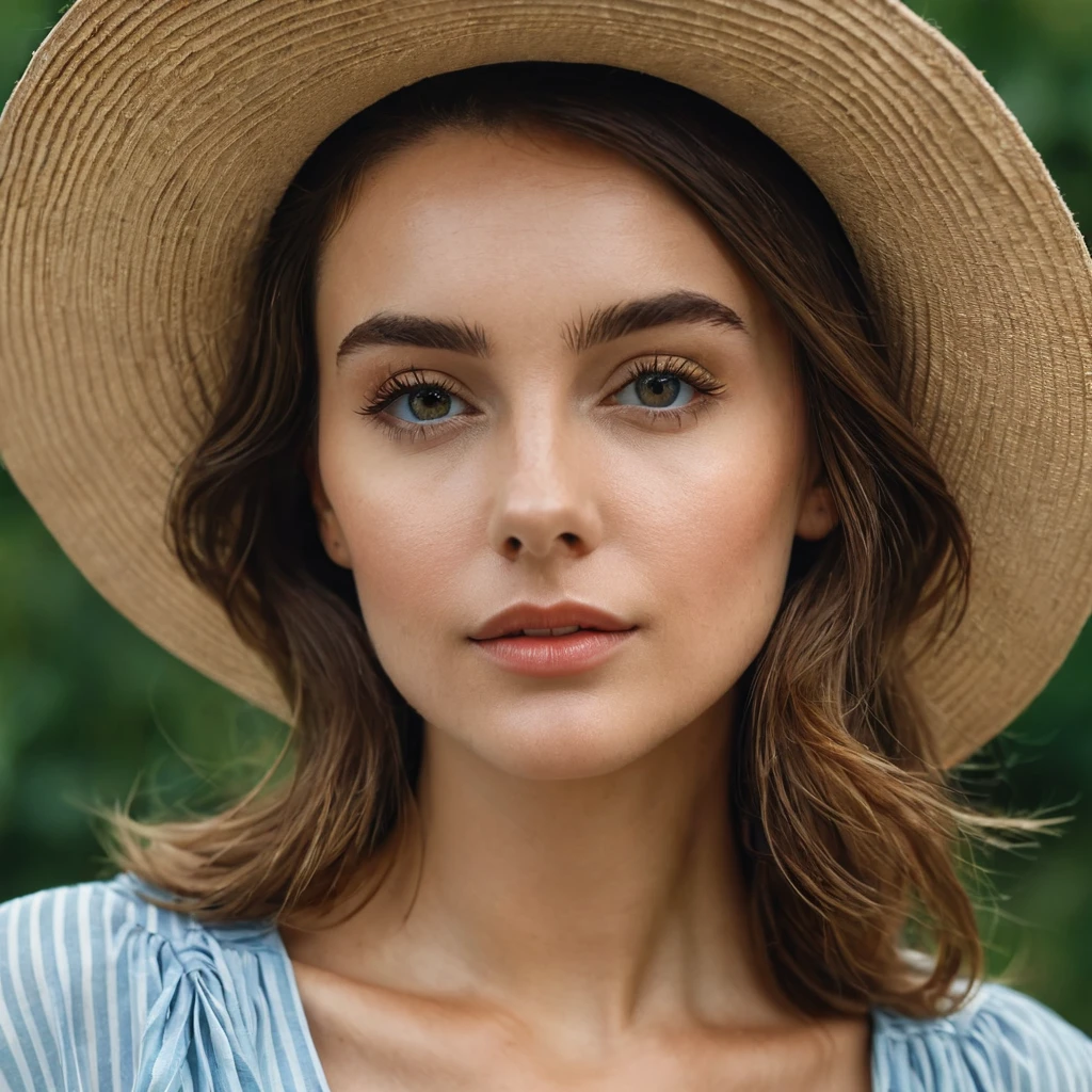 femme arafée dans un chapeau debout dans une pièce avec beaucoup de photos, portrait doux 8 k, Sergueï Zabeline, photographie couleur portrait 4k, par Fiodor Rokotov, Photographie de portrait artistique 8k, Alexeï Egorov, par Irakli Nadar, Superbe portrait, fille française, portrait VFX très détaillé, beau portrait