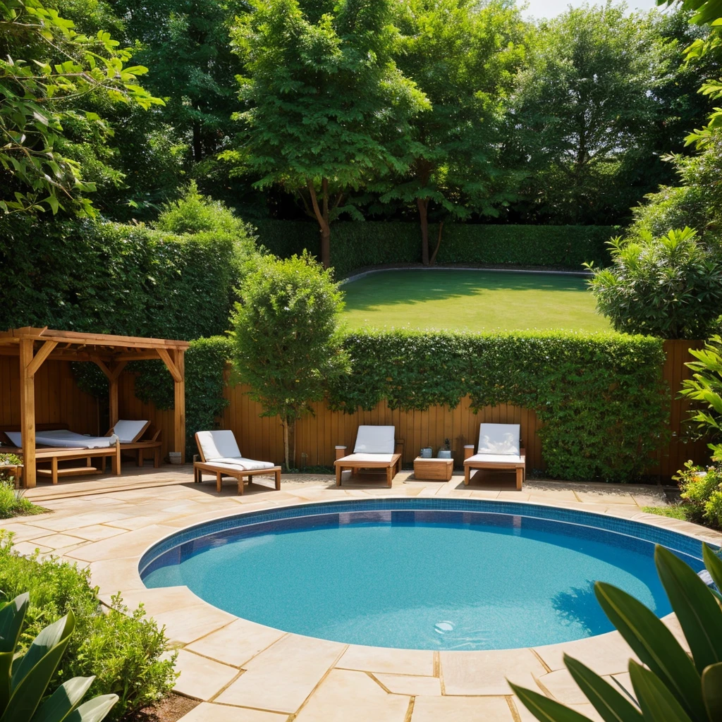 Private swimming pool, in the small garden 