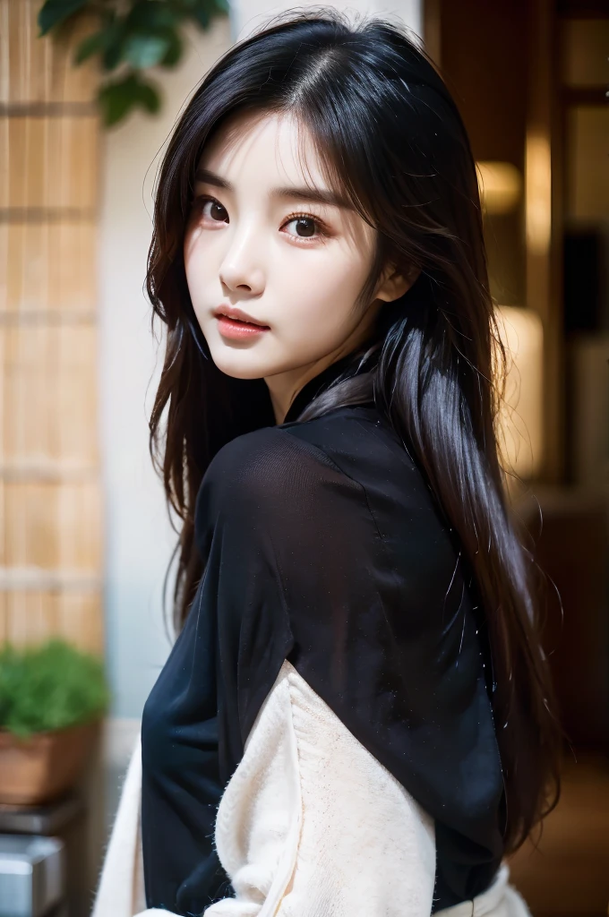 There is a woman with long hair wearing a black shirt, Best Face, Korean woman, Heonhwa Choi, sakimichan, Chen Xintong, Seon Yun-ju, Lee, Ji - Eun, Lee, Ji - Eun, Ye Wenfei, Jaeyeon Nam, jimin park, Jinyoung Shin, Chiho, Yun Ling, common ratio