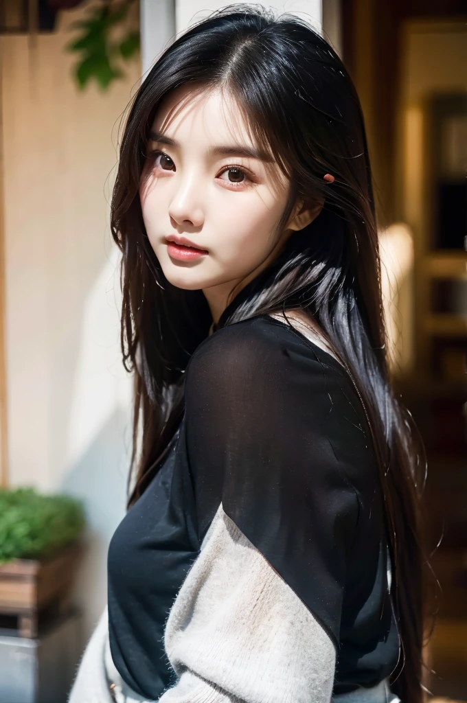 There is a woman with long hair wearing a black shirt, Best Face, Korean woman, Heonhwa Choi, sakimichan, Chen Xintong, Seon Yun-ju, Lee, Ji - Eun, Lee, Ji - Eun, Ye Wenfei, Jaeyeon Nam, jimin park, Jinyoung Shin, Chiho, Yun Ling, common ratio
