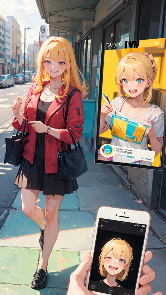Two people exchanging messages on their smartphones with big smiles, indicating frequent and happy communication