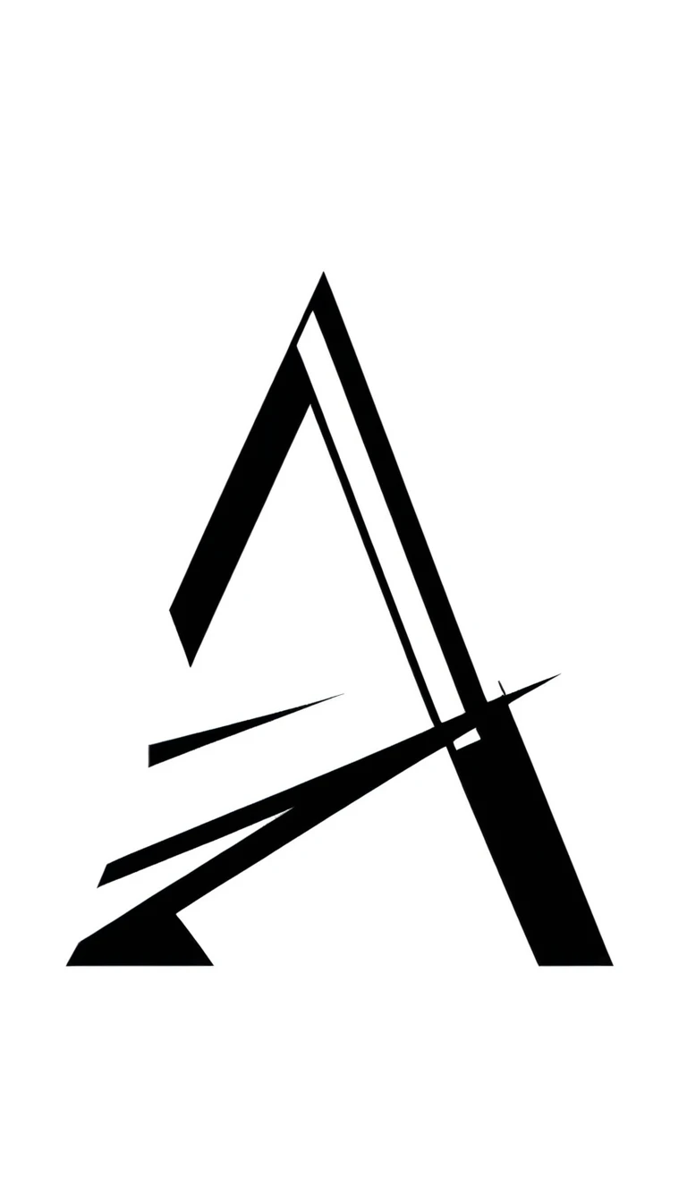 Basic logo of letter A, geometric, black and withe, abstract, modern, like a vector, minimalistc