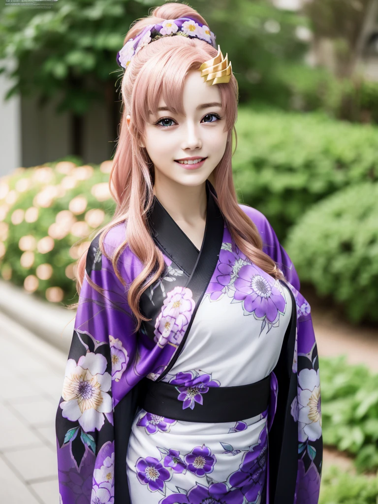 lacusclyne, lacus clyne, (purple eyes:1.1), hair ornament, long hair, wave hair ornament, (light pink hair), (Encouraging smile:1.3),
BREAK See-through, (blackand purple intricate floral printed kimono:1.5),
BREAK ((Golden hair ornament)),
BREAK 1girl, 20 years old, (Massive Breasts:1.2), Lean Body, (big hips:1.2),
BREAK looking at viewer,
BREAK (Highest quality、4K、8K, 16K, masterpiece:1.37), Ultra detailed face, Detailed lips, Detailed eyes, double eyelid, 
BREAK (Seductive pose:1.75), (dynamic pose:1.3), dynamic angle, BREAK, 