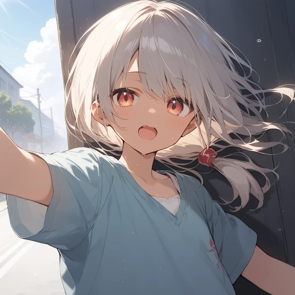 score_9, score_8_up, score_7_up, source_anime, best quality, masterpiece, official art, absurdres, highres, ultra-detailed,waifu2x,Collection: Slice of Life,break,1girl, tomboy, dark-skinned female, short hair, low ponytail, flat chest, beautiful detailed eyes, short shorts, sweat, open mouth, (yawn:0.3), sleepily, outdoors, wind,break,(clear line illustration:1.2), super detailed skin,very high resolution, very aesthetic, Best sexual lighting powered by famous artist, 8k,cute picture,beauty illustration,photoshop_(medium),,(Detailed Lighting),best anime 8k konachan wallpaper, pixiv contest winner,