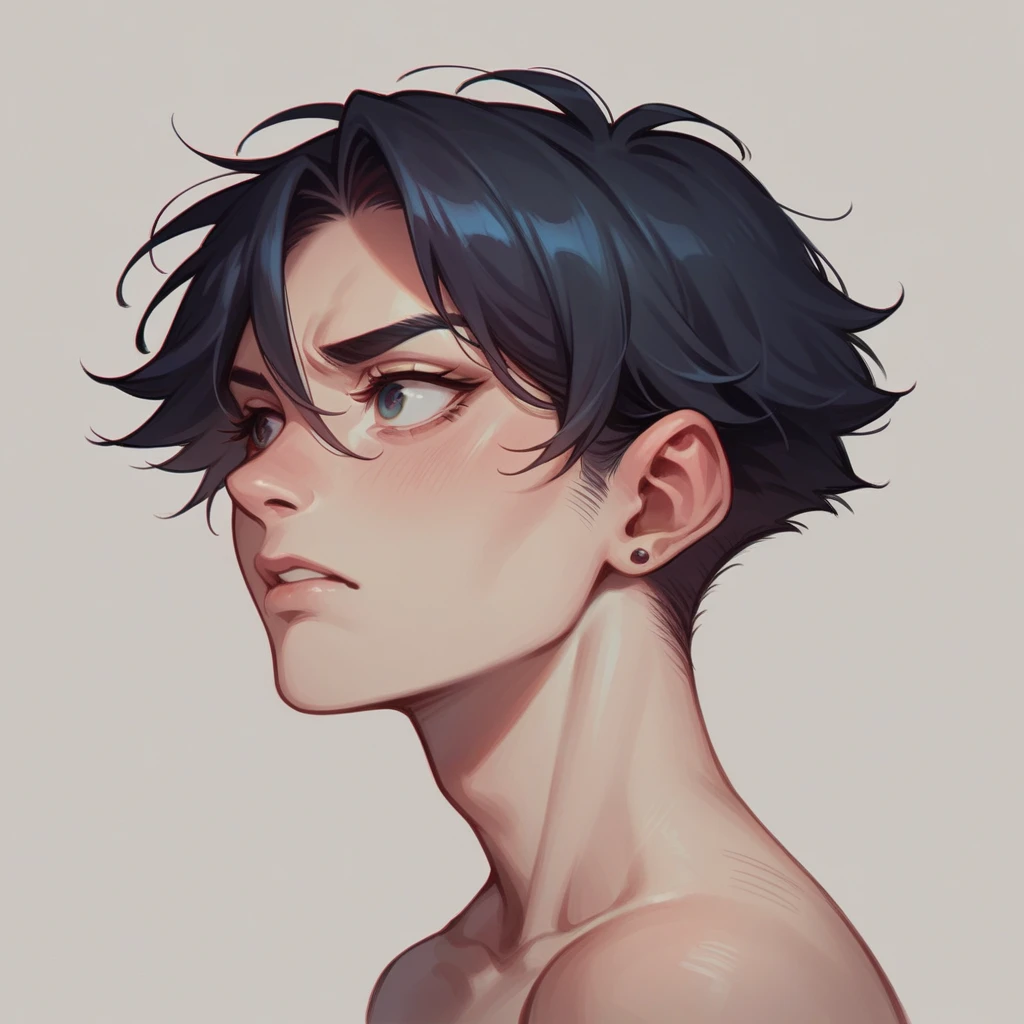 An artist, looking intrigued