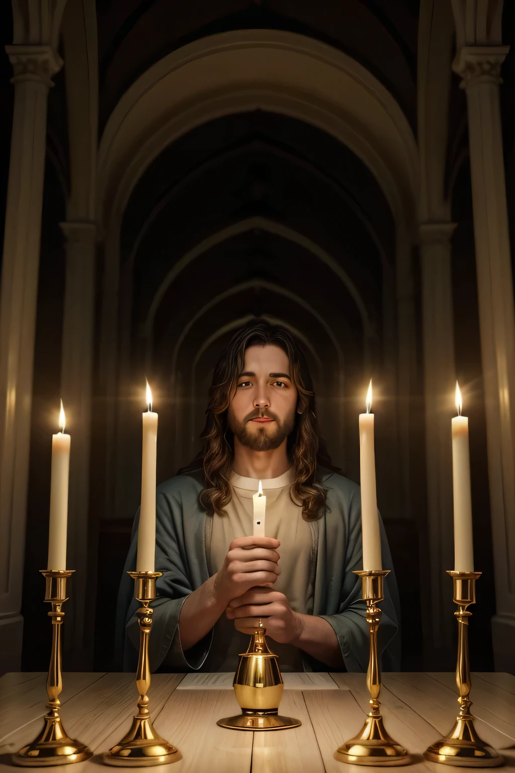 John sees Jesus Christ in His heavenly glory. The 'seven golden candlesticks'
