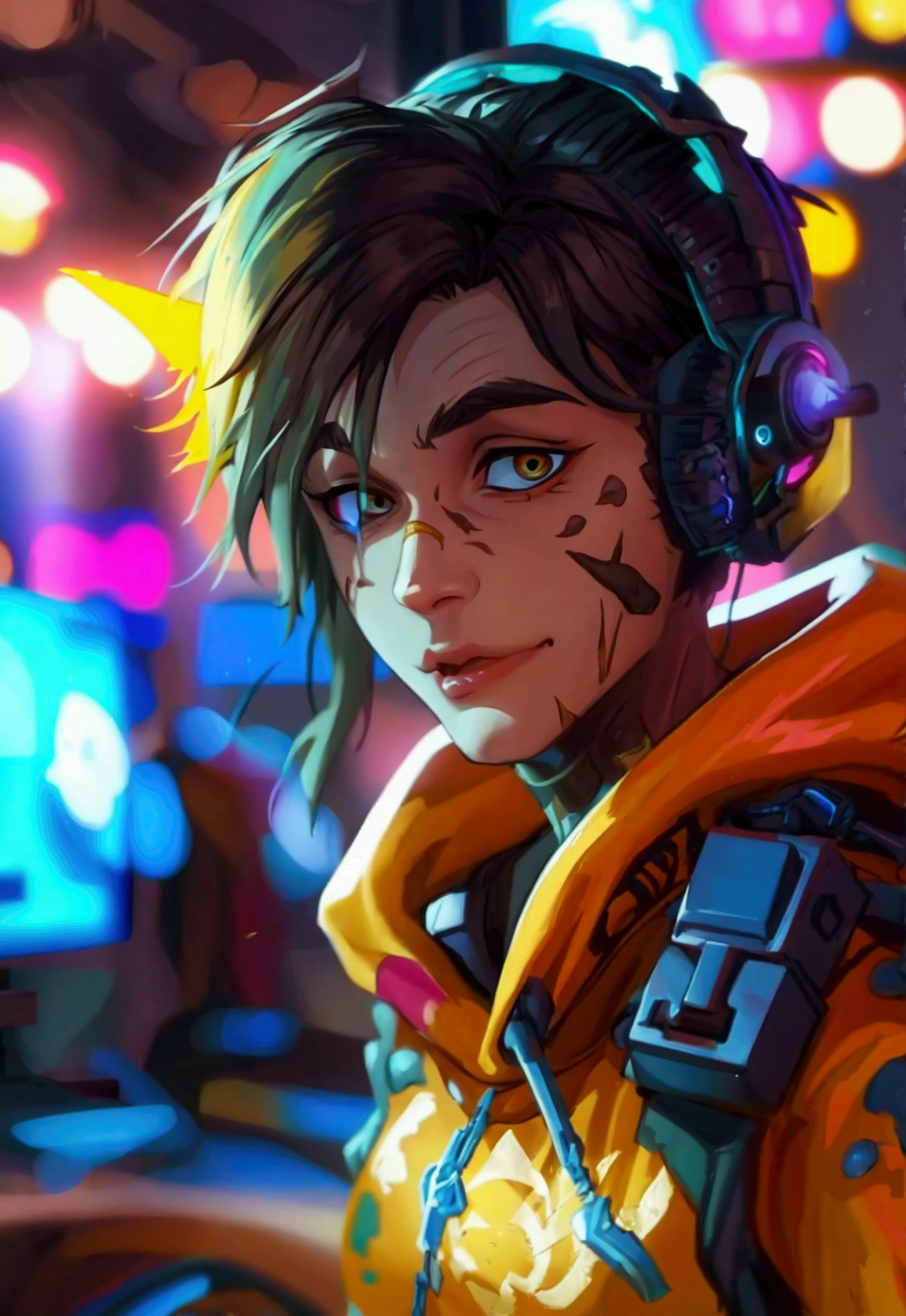 junkrat qui joue au jeux-vidéo avec un PC