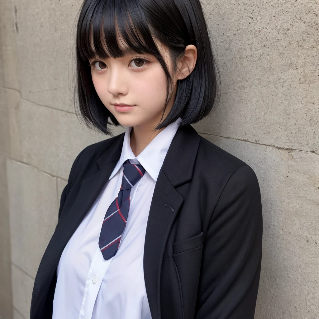 Fat schoolgirl Wearing a blazer Shortcuts Black Hair