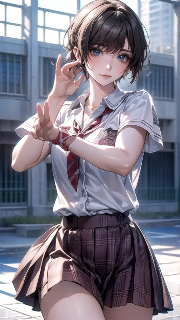 high school girl,(random dance pose),(Highest image quality, (8K), Ultra-realistic, Best Quality, High quality, High Definition, high quality texture, high detailing, Beautiful detailed, fine detailed, extremely details CG, Detailed texture, realistic representation of face, masterpiece, presence, Dynamic, Bold)