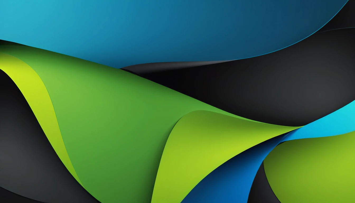 Create a conceptual abstract geometric background for a YouTube cover , tumbnail, with a modern color palette, um efeito em curva na cor Unripe limão em destaque , Unripe , blue and black for a technology conference. 4K, ultra HD