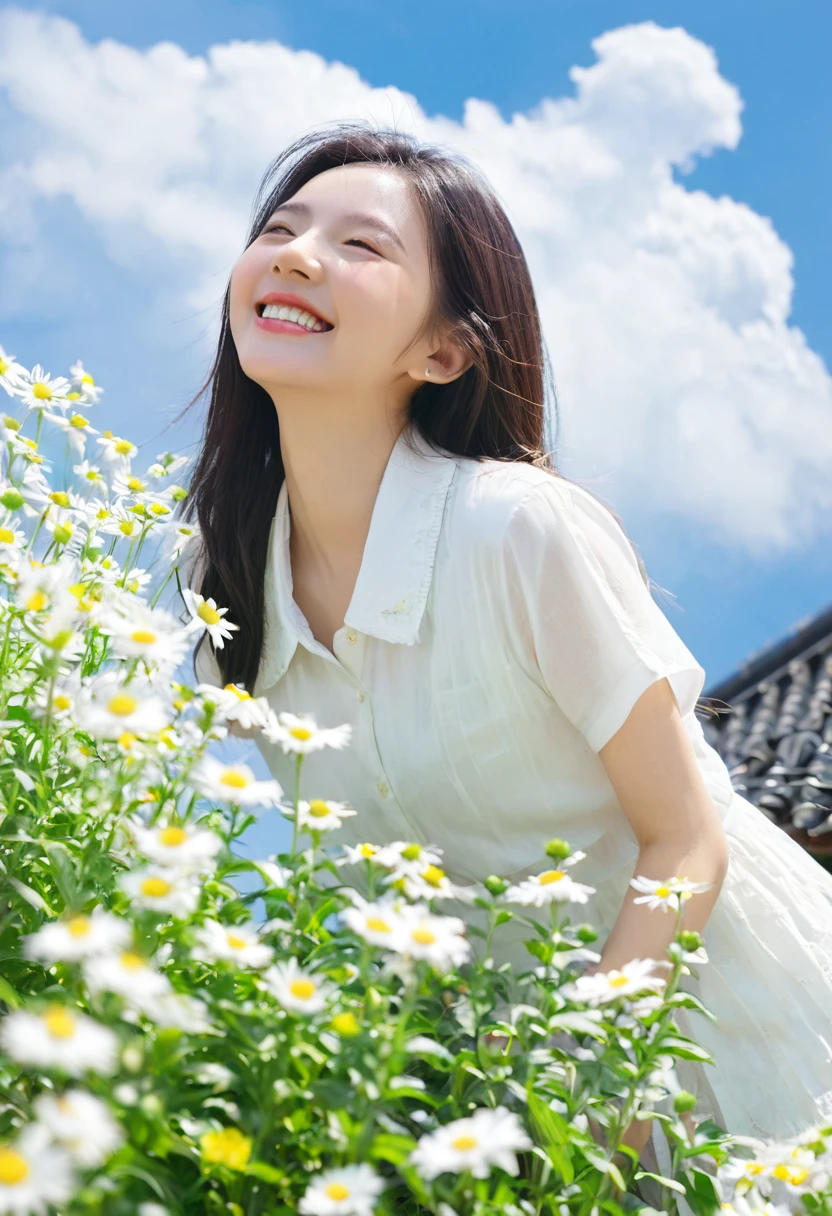 Heaven, Heaven, Light, Light彩, happiness, A bright smile, 闪Light, Flowers, Garden, Light环, cloud
