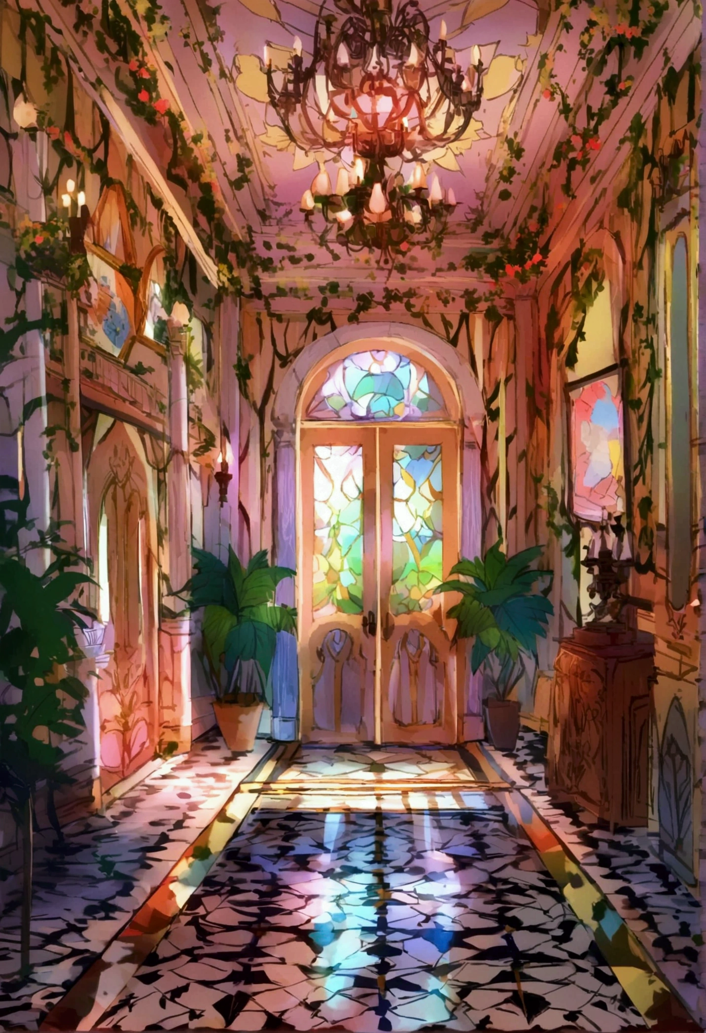 Victorian gothic mansion, hinterland de uma mansion gótica, hinterland, mansion, era vitoriano, scenario, scenario de anime , hinterland, Hall
