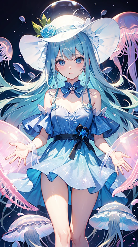 girl、Jellyfish hat、Iridescent Jellyfish、Transparent