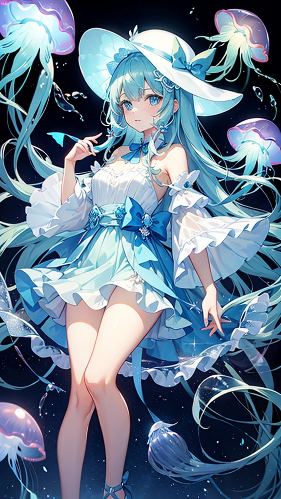 girl、Jellyfish hat、Iridescent Jellyfish、Transparent