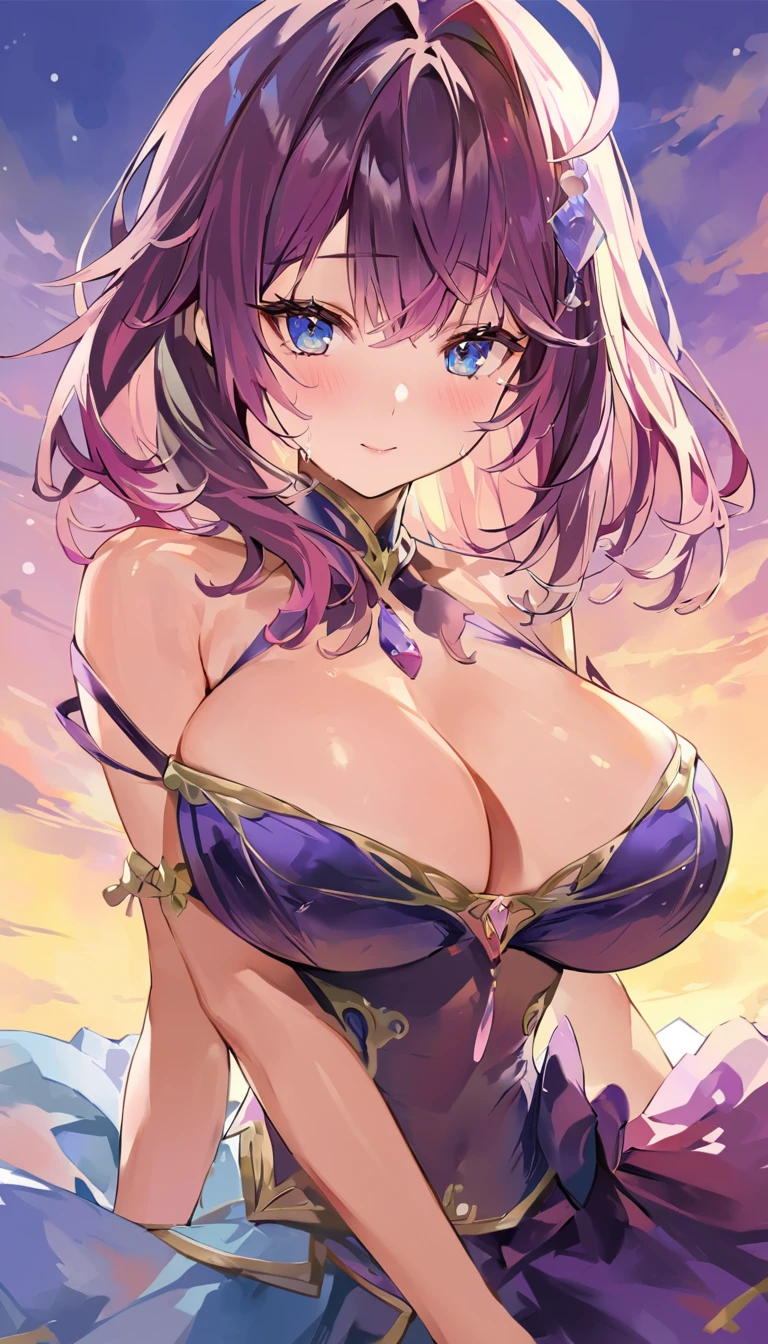 Official art using high quality hand-drawn watercolor sketch techniques. (Highest quality,4K,8K,High resolution,masterpiece:1.2),Super detailed,Beautiful attention to detail,girl with beautiful eyes, everyone, Beautiful Anime Girls, Cute Anime Girl, Smooth anime art, Anime Style, Elegant colors, Soft lighting, Delicate and beautiful wet eyes, Very coquettish, (Beautiful big breasts:1.2), (The right move:1.2),