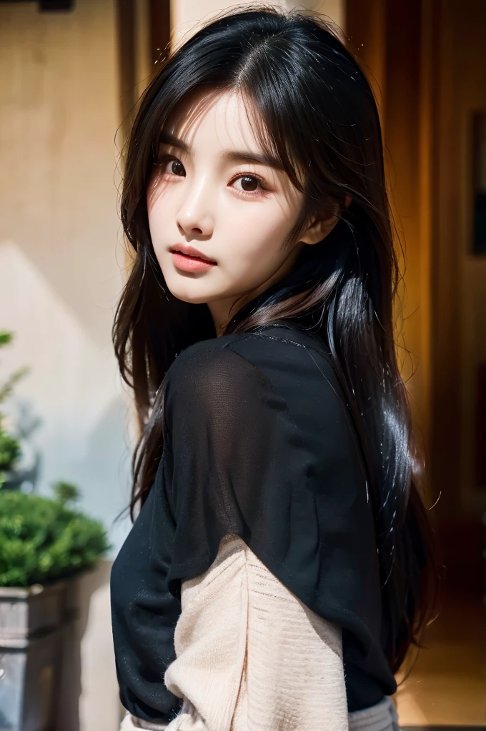 There is a woman with long hair wearing a black shirt, Best Face, Korean woman, Heonhwa Choi, sakimichan, Chen Xintong, Seon Yun-ju, Lee, Ji - Eun, Lee, Ji - Eun, Ye Wenfei, Jaeyeon Nam, jimin park, Jinyoung Shin, Chiho, Yun Ling, common ratio