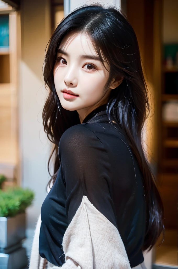 There is a woman with long hair wearing a black shirt, Best Face, Korean woman, Heonhwa Choi, sakimichan, Chen Xintong, Seon Yun-ju, Lee, Ji - Eun, Lee, Ji - Eun, Ye Wenfei, Jaeyeon Nam, jimin park, Jinyoung Shin, Chiho, Yun Ling, common ratio