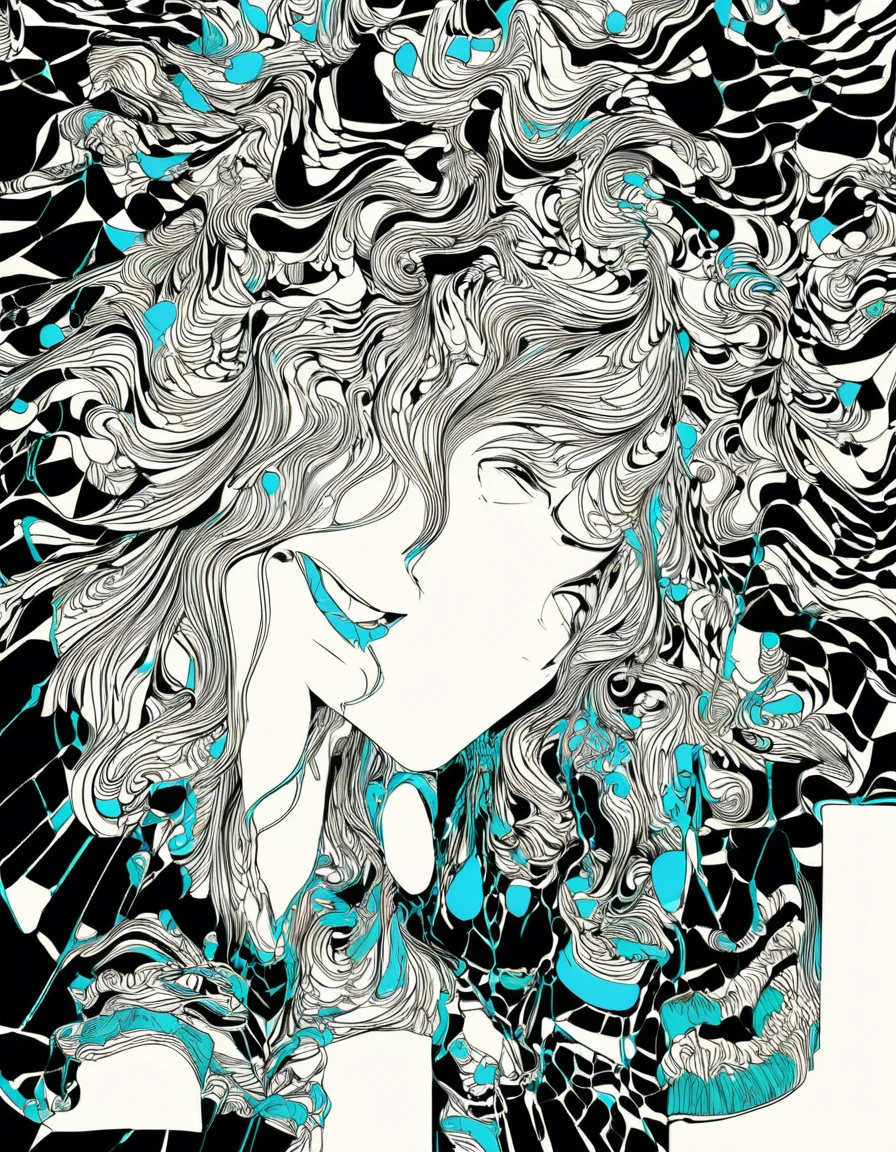 dark and gritty, Icelandic manga prince doing a virtual talent show with friends, cyan neon lights, realisitic, sheen, detailed textures, high qualiy, high resolution, High Accuracy, 真实感, Color correction, suitable lighting settings, harmonious composition, improve work, very dramatic lighting, sharp focus, Low angle, trends on artstation, sharp focus, studio photo, details Intricate, highy detailed, black eyes, medium length wavy black hair, strong bodie.