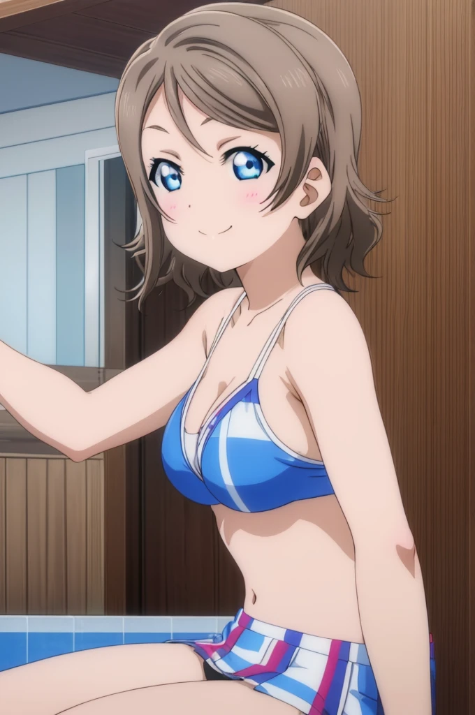 (((pixel-perfect, detail-perfect))), solo, 1girl, you watanabe, eyes azzur, smile, bikini, hot sauna, armpit, big filesize, ultra High Qality