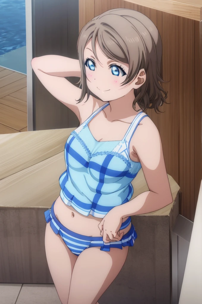 (((pixel-perfect, detail-perfect))), solo, 1girl, you watanabe, eyes azzur, smile, bikini, hot sauna, armpit, big filesize, ultra High Qality