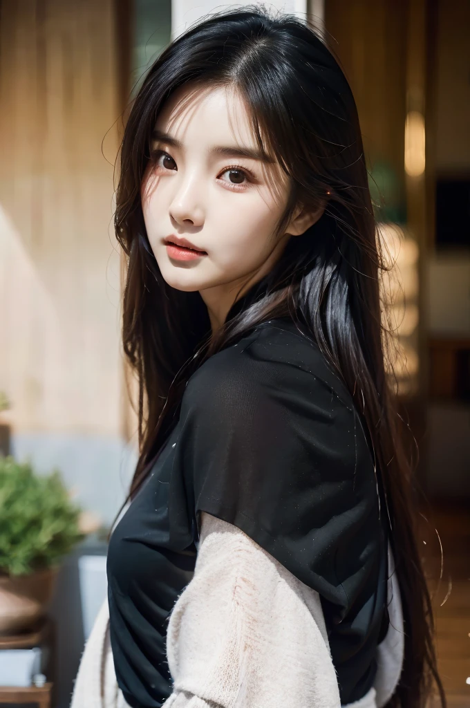 There is a woman with long hair wearing a black shirt, Best Face, Korean woman, Heonhwa Choi, sakimichan, Chen Xintong, Seon Yun-ju, Lee, Ji - Eun, Lee, Ji - Eun, Ye Wenfei, Jaeyeon Nam, jimin park, Jinyoung Shin, Chiho, Yun Ling, common ratio