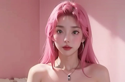 (1 girl:1.3), open shot, Alone, full body masterpiece, Ultra realistic, 16K, Dreamy atmosphere, r3b3cc4 young, Sensual (Erotic), 1 girl (cute young) alone, delicate (seductive) female face, silky realistic hair, hair fringe, looking at viewer, (hentai) Sakuragi Otome (otome dori), goth makeup, pale-pink and red hair (gradient colors) , simple unfocused background, bedroom background, jewelry, earrings, necklace, young beauty, portrait, hoop earrings, realistic, soft lighting, slender hot body , photorealistic, detailed clear eyes, extremely erotic, delicate feminine, muscular female body, large natural breasts, belly hot, narrow waist, proportionally big hips, thick legs, beautiful, nude (porn), different sensual positions, raw, analog, sharp focus, 8K, high definition, dslr, high quality, Fujifilm XT3, Film grain, award winning, highly detailed skin artwork, realistic skin details, visible pores, clear focus, volumetric fog, 8k hd, dslr, high quality, Film grain, light skin, photographic realism , lomography 