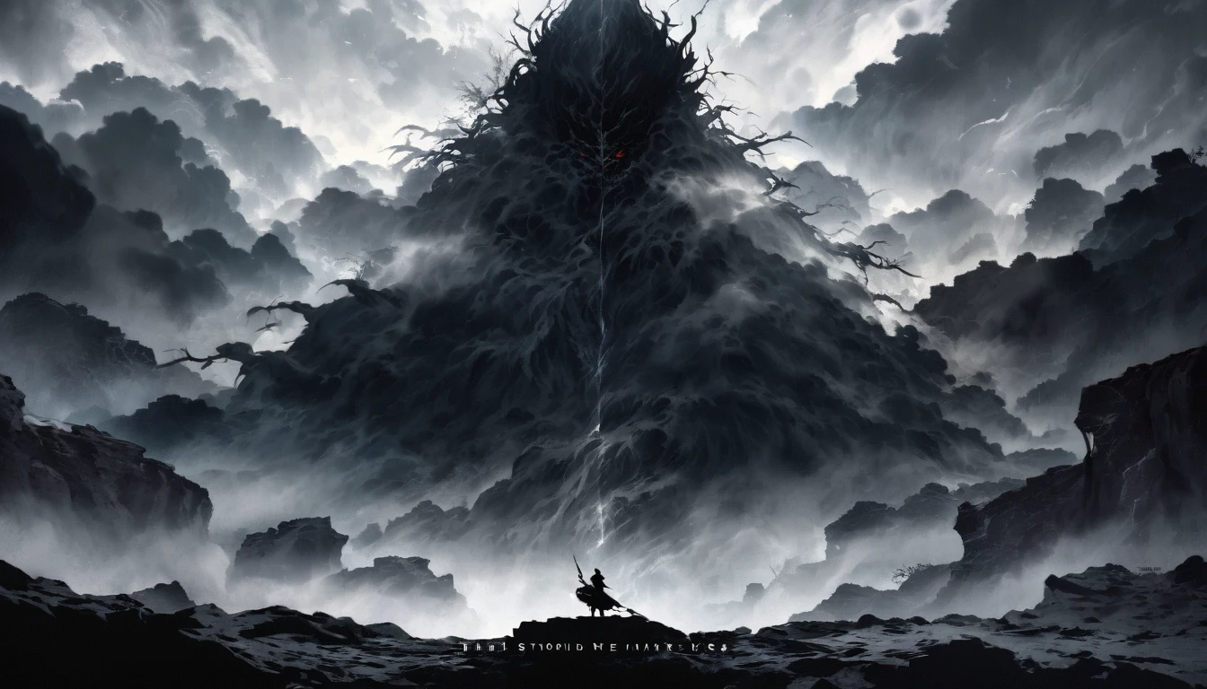 Create an anime-style image inspired by the following song lyrics. The image should feature at least one anime character standing on the edge of a cliff, staring into an abyss with mist swirling around. The character should have a determined expression, symbolizing their struggle and resilience. Scars or other signs of past battles should be visible on the character. In the background, incorporate elements of a dark, stormy environment, possibly with shadows or demons lurking to represent inner demons. The overall theme should convey a sense of rising above challenges and finding strength and redemption. Ensure the image captures a mix of darkness and hope, reflecting the themes of the song