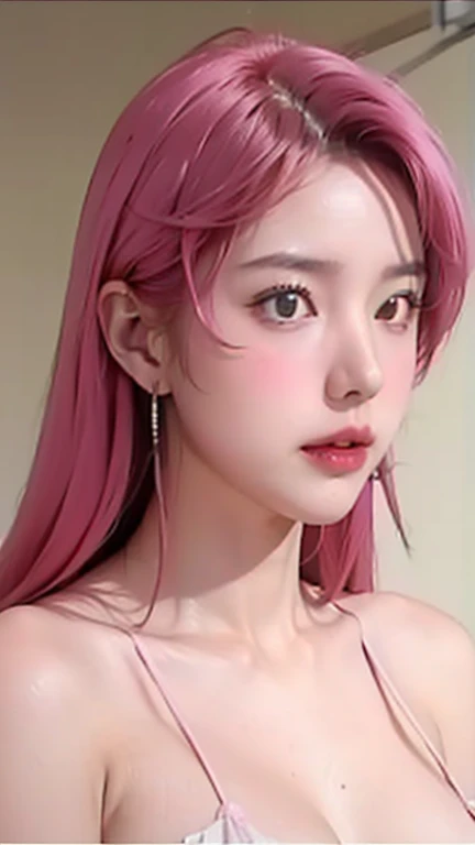 (1 girl:1.3), open shot, Alone, full body masterpiece, Ultra realistic, 16K, Dreamy atmosphere, r3b3cc4 young, Sensual (Erotic), 1 girl (cute young) alone, delicate (seductive) female face, silky realistic hair, hair fringe, looking at viewer, (hentai) Sakuragi Otome (otome dori), goth makeup, pale-pink and red hair (gradient colors) , simple unfocused background, bedroom background, jewelry, earrings, necklace, young beauty, portrait, hoop earrings, realistic, soft lighting, slender hot body , photorealistic, detailed clear eyes, extremely erotic, delicate feminine, muscular female body, large natural breasts, belly hot, narrow waist, proportionally big hips, thick legs, beautiful, nude (porn), different sensual positions, raw, analog, sharp focus, 8K, high definition, dslr, high quality, Fujifilm XT3, Film grain, award winning, highly detailed skin artwork, realistic skin details, visible pores, clear focus, volumetric fog, 8k hd, dslr, high quality, Film grain, light skin, photographic realism , lomography 