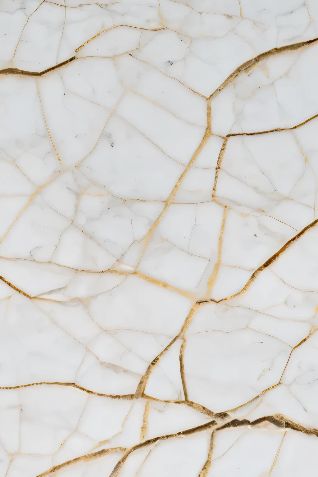 thin golden cracks on white marble. frontal image. Texture