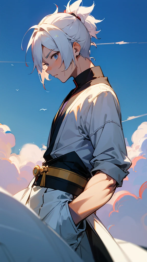 Create an anime character from your own in anime style in front perspective side profile up and down male