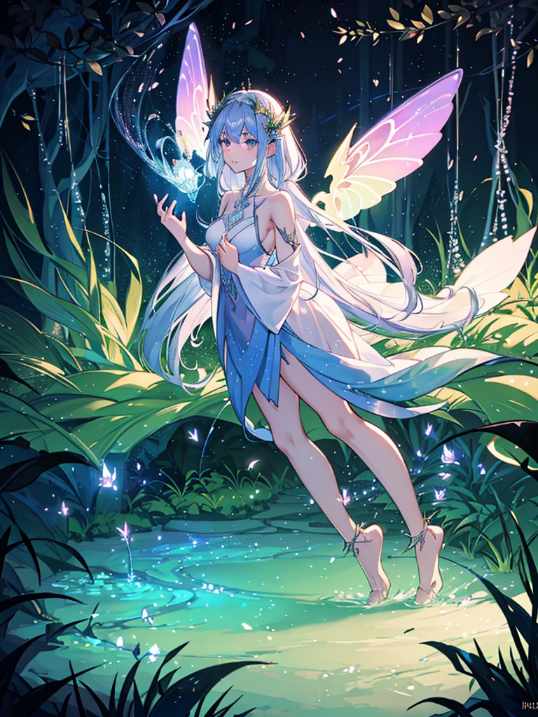 Fairy-like Rosely Woman,(Very detailed:1.2),(Better Quality:1.2),(8K:1.2),Sharp focus,(Underground diffusion:1.1),Award-winning photography,Professional portrait photography,(Accurate shots:1.1) (Glowing Bioluminescent Forest:1.2),Rainbow fairy wings,Sensual expression (Very detailed背景:1.2),(Magical fantasy:1.0), (Knolling Case:1.1),(Analog Style:1.1),(Model shooting style:1.2),Dramatic lighting,Upper Body、face