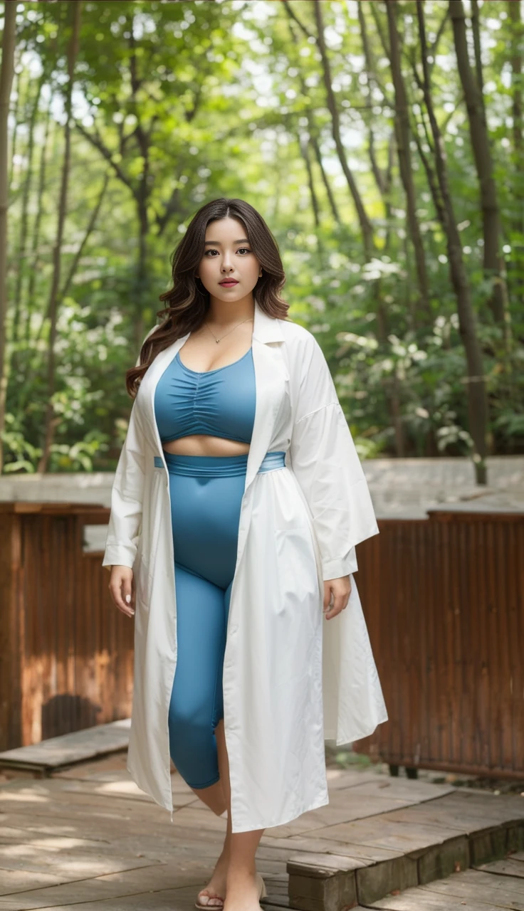 ((best quality)), ((masterpiece)), (detailed), perfect face, araffeTight skirtsShort , thicc, wavy short hair, she has a jiggly fat round belly, bbwchan, wearing tight simple clothes, skinny waist and thick hips, widest hips, her belly is fat and round, soft curvy shape, hyperrealistic full figure, wearing a cute top, wide hips, Blue swimsuit,On the beach by the seaBlue