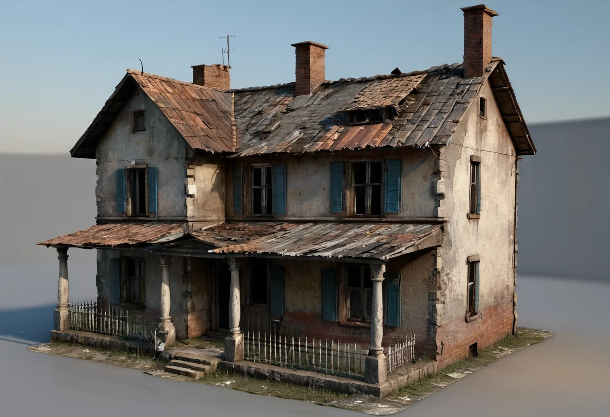 Old country house with very poor appearance. The house has only two rooms and is in poor condition. Are aspects and very miserable and it looks very old. [City House] [Poor] [Miserable] [Old] [Small] [3D model]