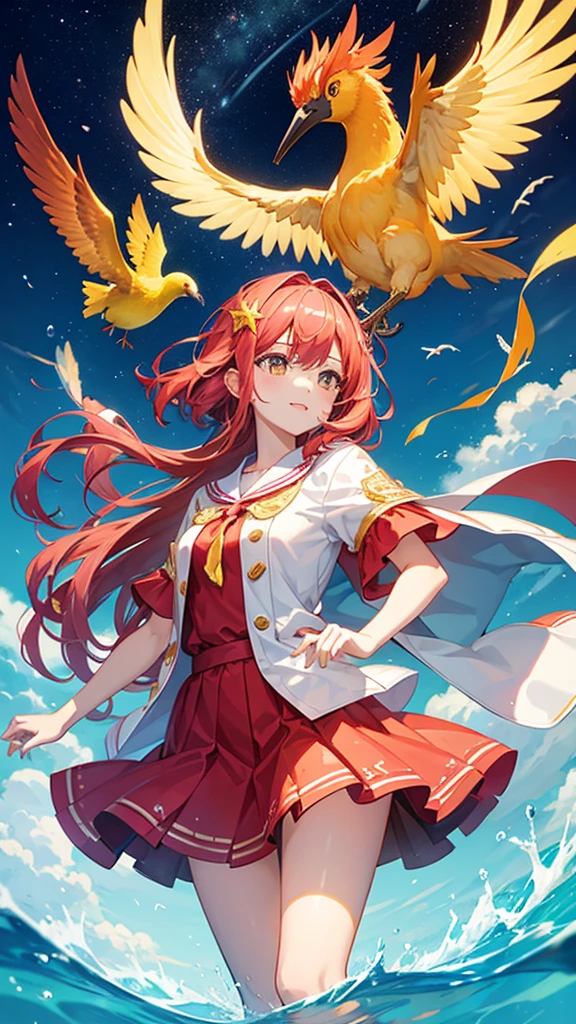 girl、Flaming Bird、Water Bird、Yellow star bird