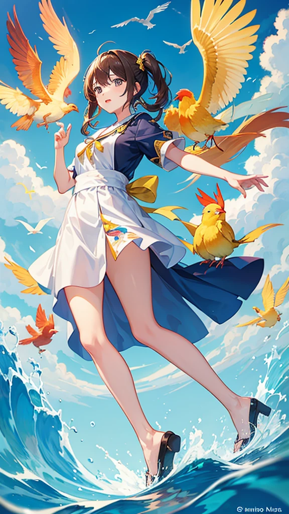 girl、Flaming Bird、Water Bird、Yellow star bird