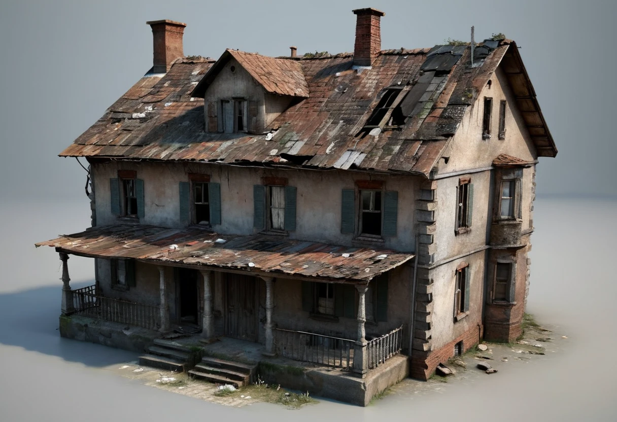 Old country house with very poor appearance. The house has only two rooms and is in poor condition. Are aspects and very miserable and it looks very old. [City House] [Poor] [Miserable] [Old] [Small] [3D model]