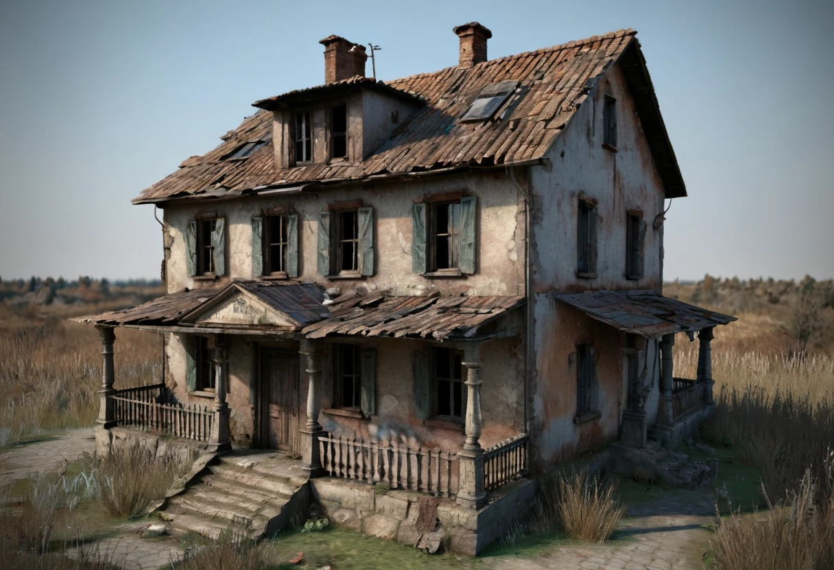 Old country house with very poor appearance. The house has only two rooms and is in poor condition. Are aspects and very miserable and it looks very old. [City House] [Poor] [Miserable] [Old] [Small] [3D model]