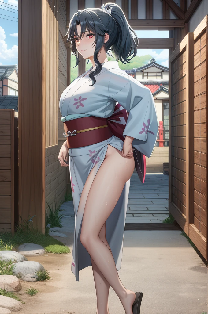 (masterpiece:1.5),(best quality:1.5),(high resolution:1.5),(8K:1.5),(ultra HD:1.5),(perfect face:1.5)(cowboy shot:1.5),(beautiful detailed eyes:1.5), (extremely detailed face:1.5),(perfect lighting:1.5),(extremely detailed CG:1.5), (perfect hands:1.5),(perfect anatomy:1.5),,(perfect body:1.5),(perfect hands:1.5),(perfect fingers:1.5),,(1woman:1.5),(full body:1.5),(megami magazine:1.23),(pale skin:1.5),(muscle fighter:1.4),(light blue ponytail hair:1.5),(red eyes:1.5),(:1.5),(large breasts:1.5),(Medium ASS:1.5),(:1.4),(sexy look pose:1.5),(face and body forward:1.5),,(japanese sexy white long yukata:1.5),(:1.5),(clothed:1.5),(:1.3),(Edo Town:1.5)(:1.5),(cameltoe:1.2),(Steam:1.3),(wet:1.2),(sweat:1.2),1 person,